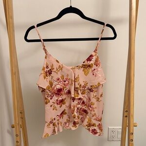 Express Pink Floral Ruffle Cami